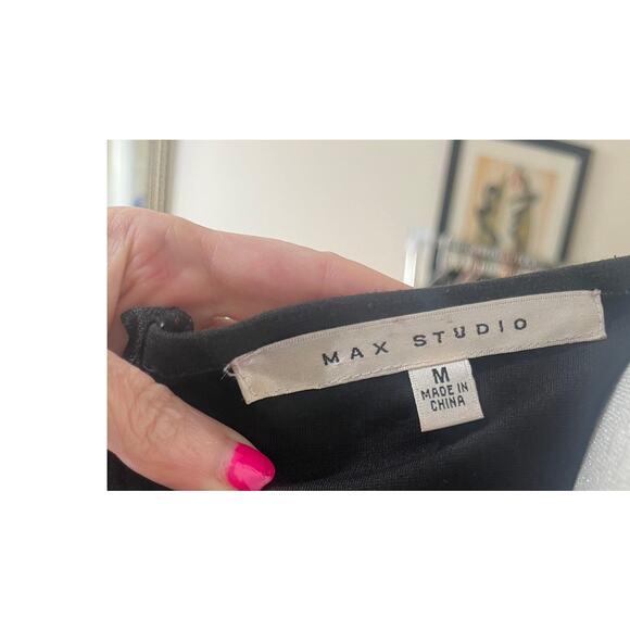 Max Studio Black Stretch Bodycon Dress Classic Minimalist Office Evening Size M - Picture 6 of 8